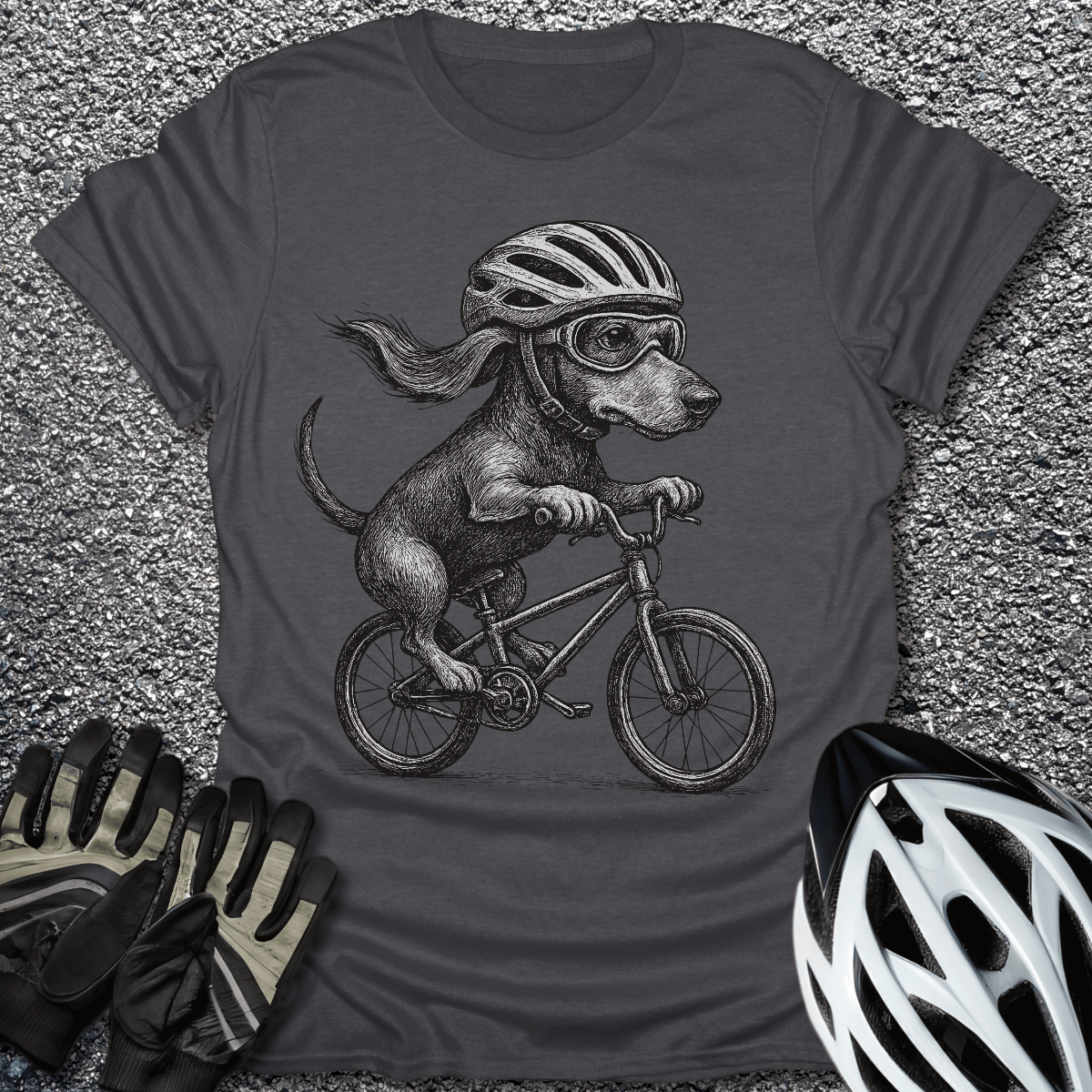 Paws on Pedals T-Shirt in Dark Heather / S from CycleTees