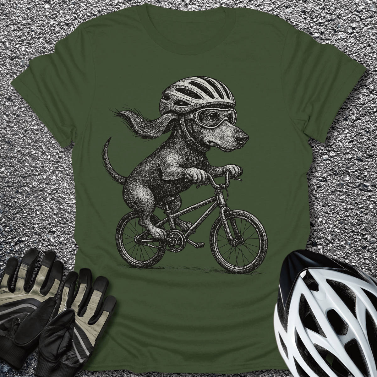 Paws on Pedals T-Shirt in Military Green / S from CycleTees