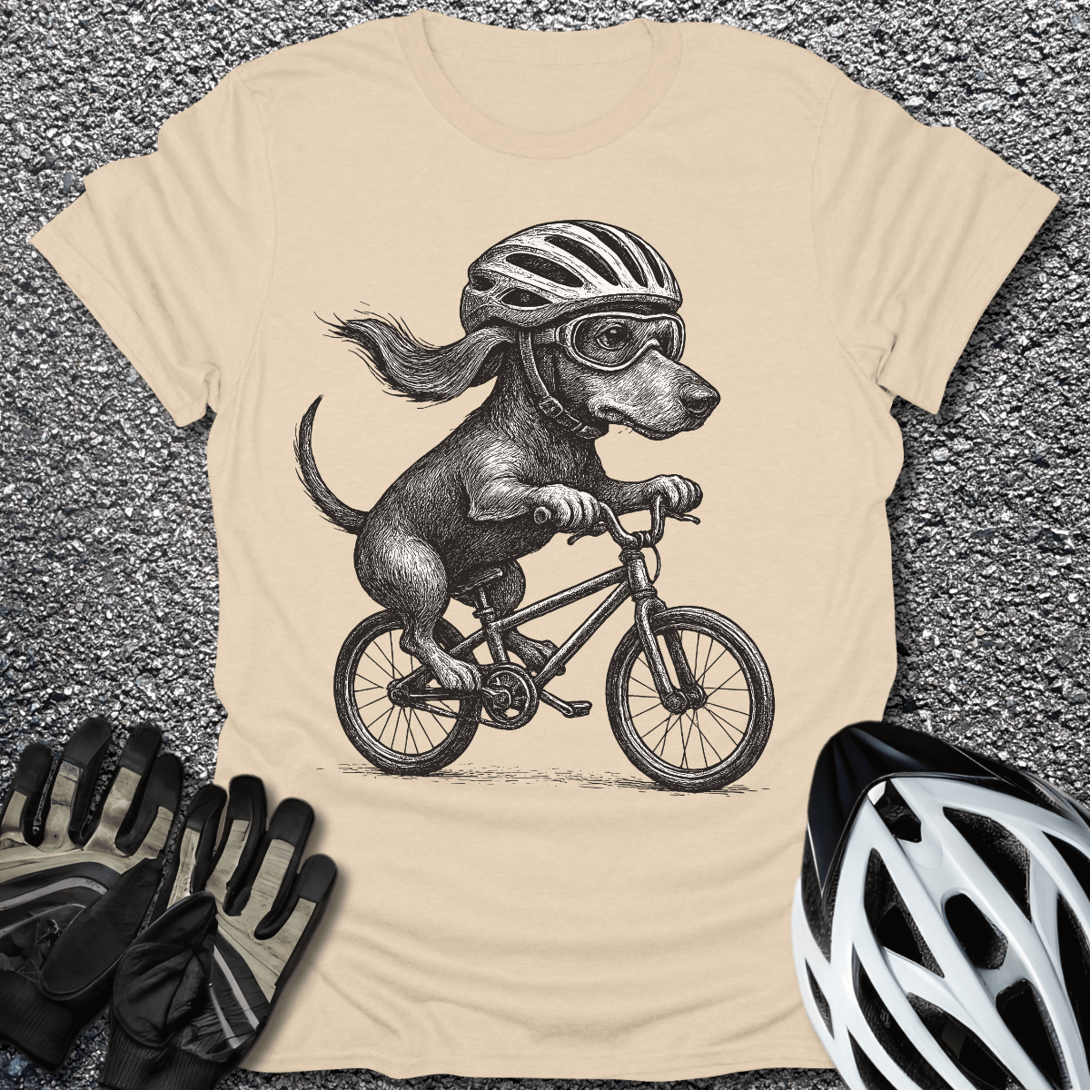 Paws on Pedals T-Shirt in Sand / S from CycleTees