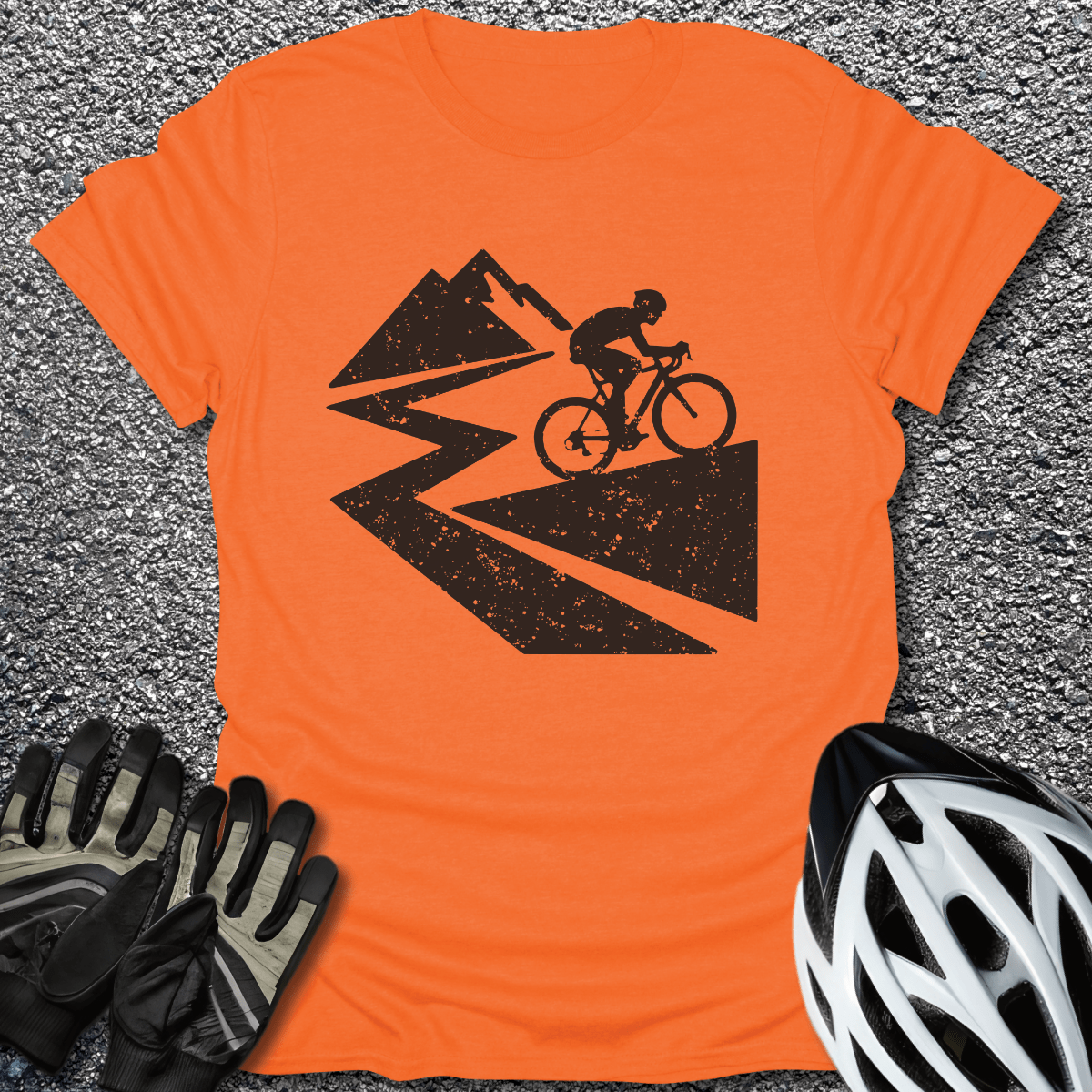 Peak Pursuit T-Shirt in Orange / S from CycleTees