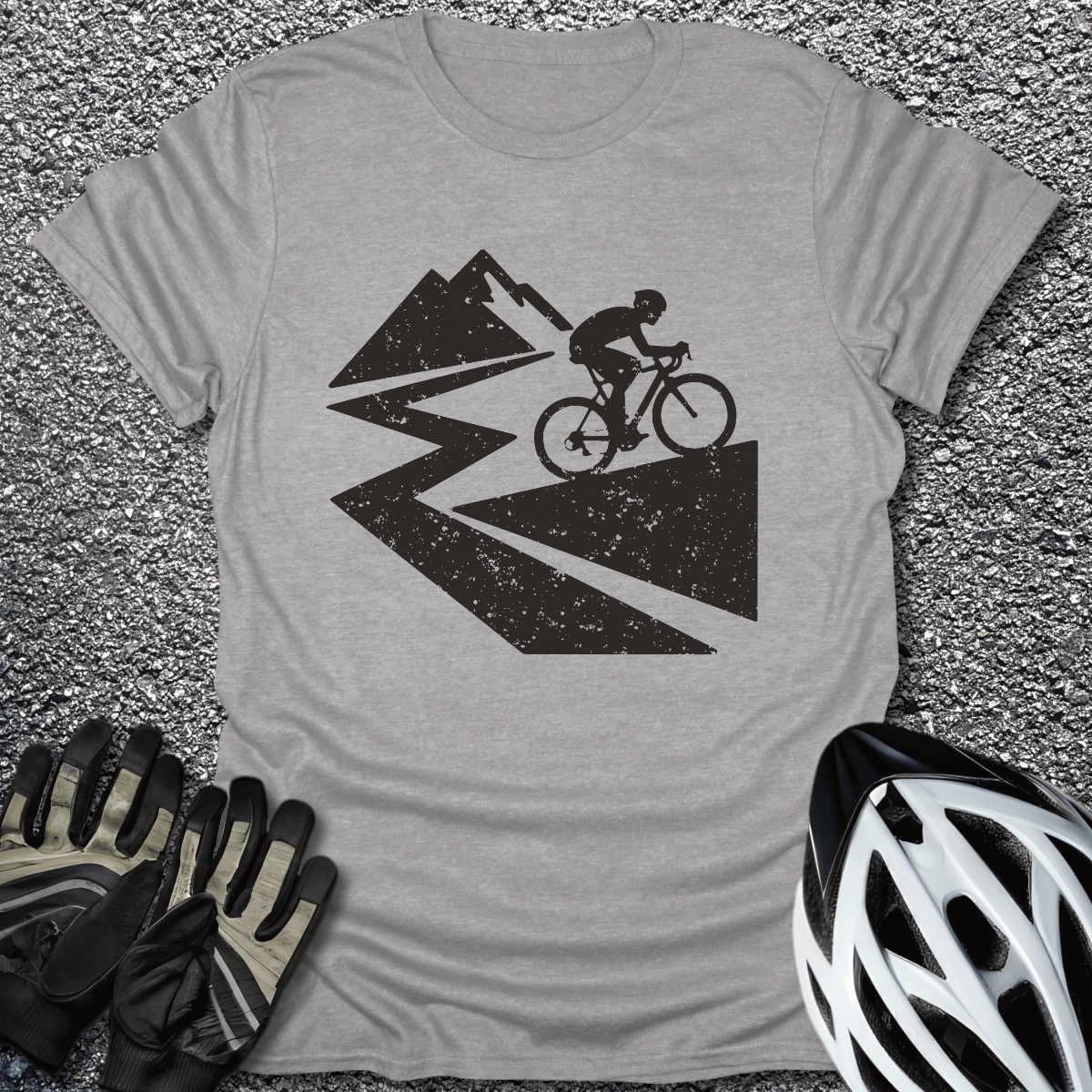 Peak Pursuit T-Shirt in Sport Grey / S from CycleTees