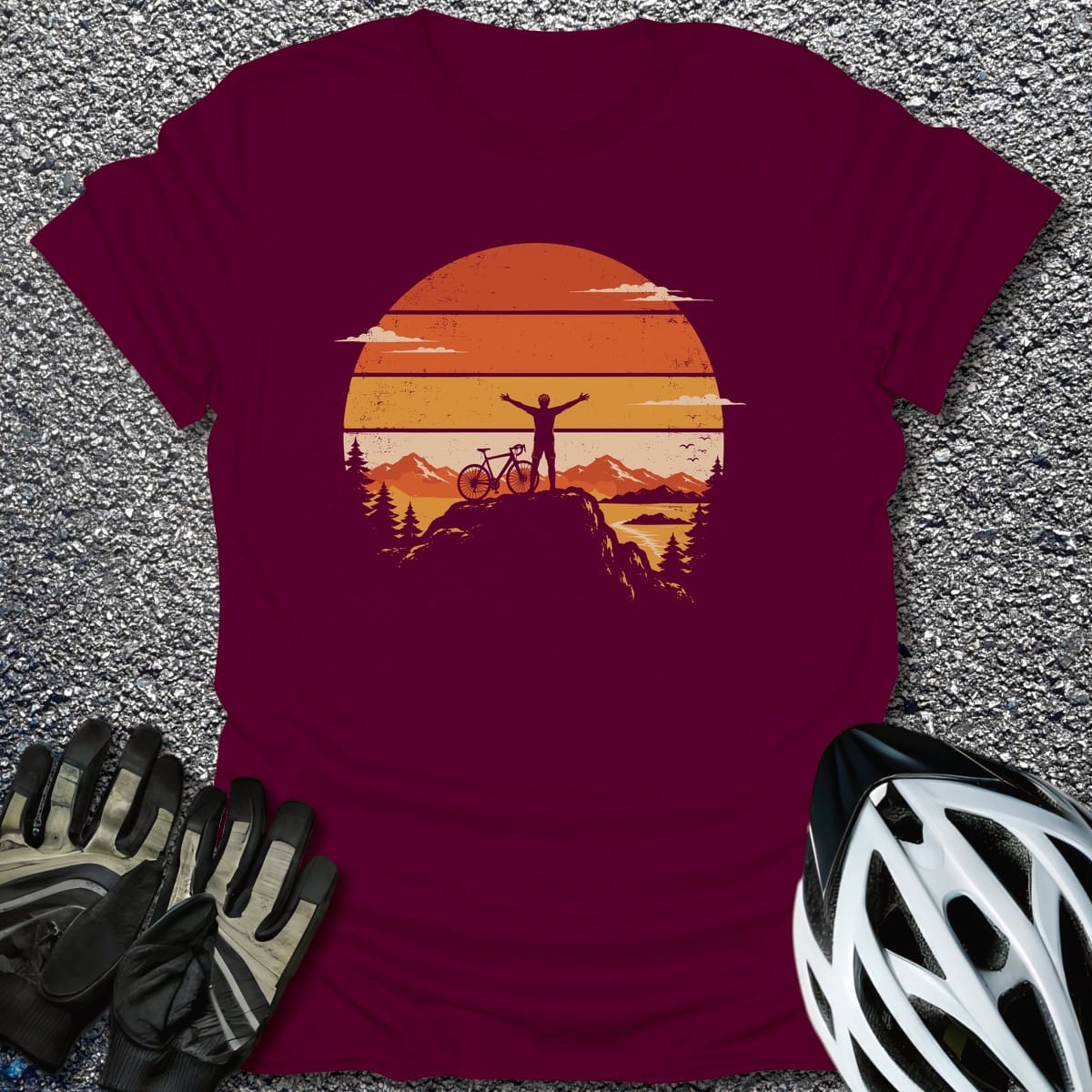 Peak Rider T-Shirt in Maroon / S from CycleTees