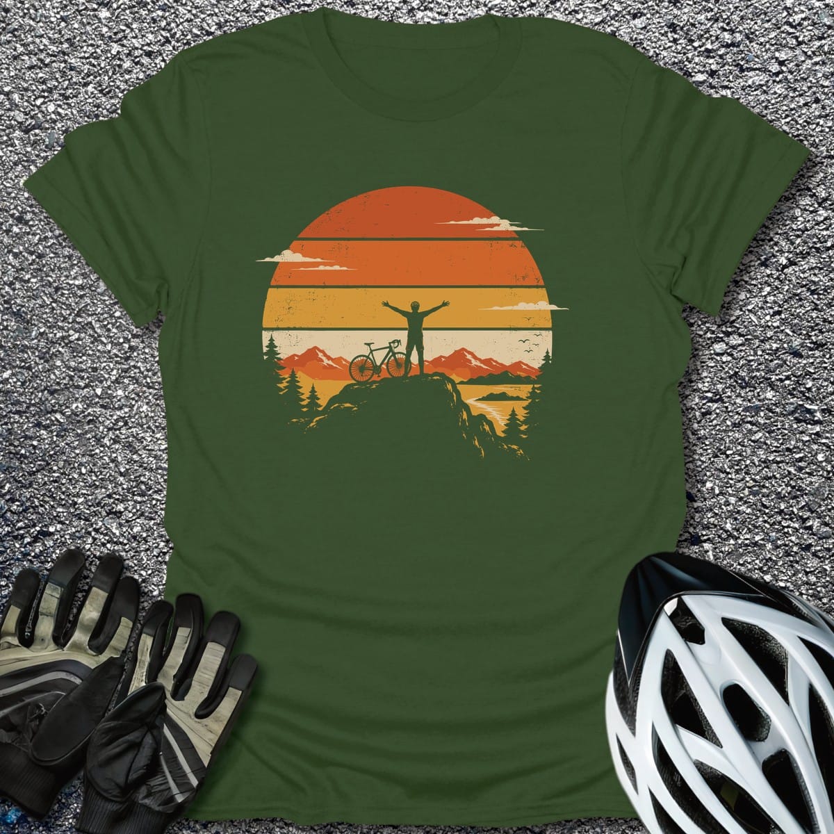 Peak Rider T-Shirt in Military Green / S from CycleTees