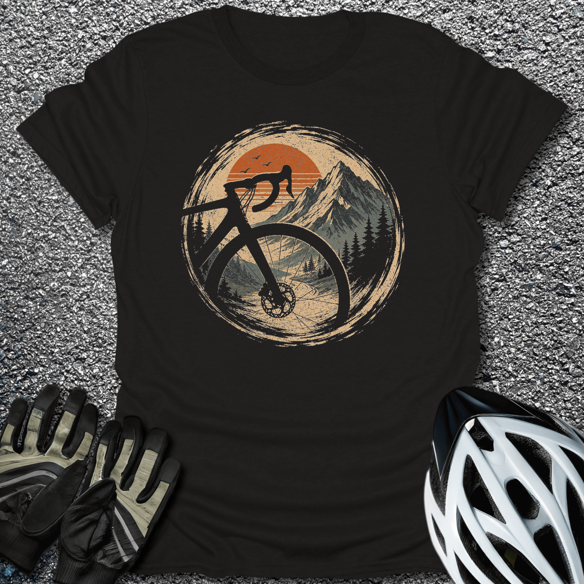 Peak Wheel Badge T-Shirt in Black / S from CycleTees