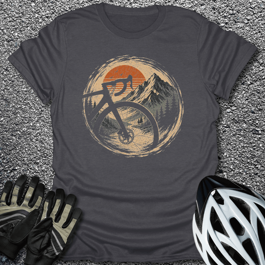 Peak Wheel Badge T-Shirt in Dark Heather / S from CycleTees
