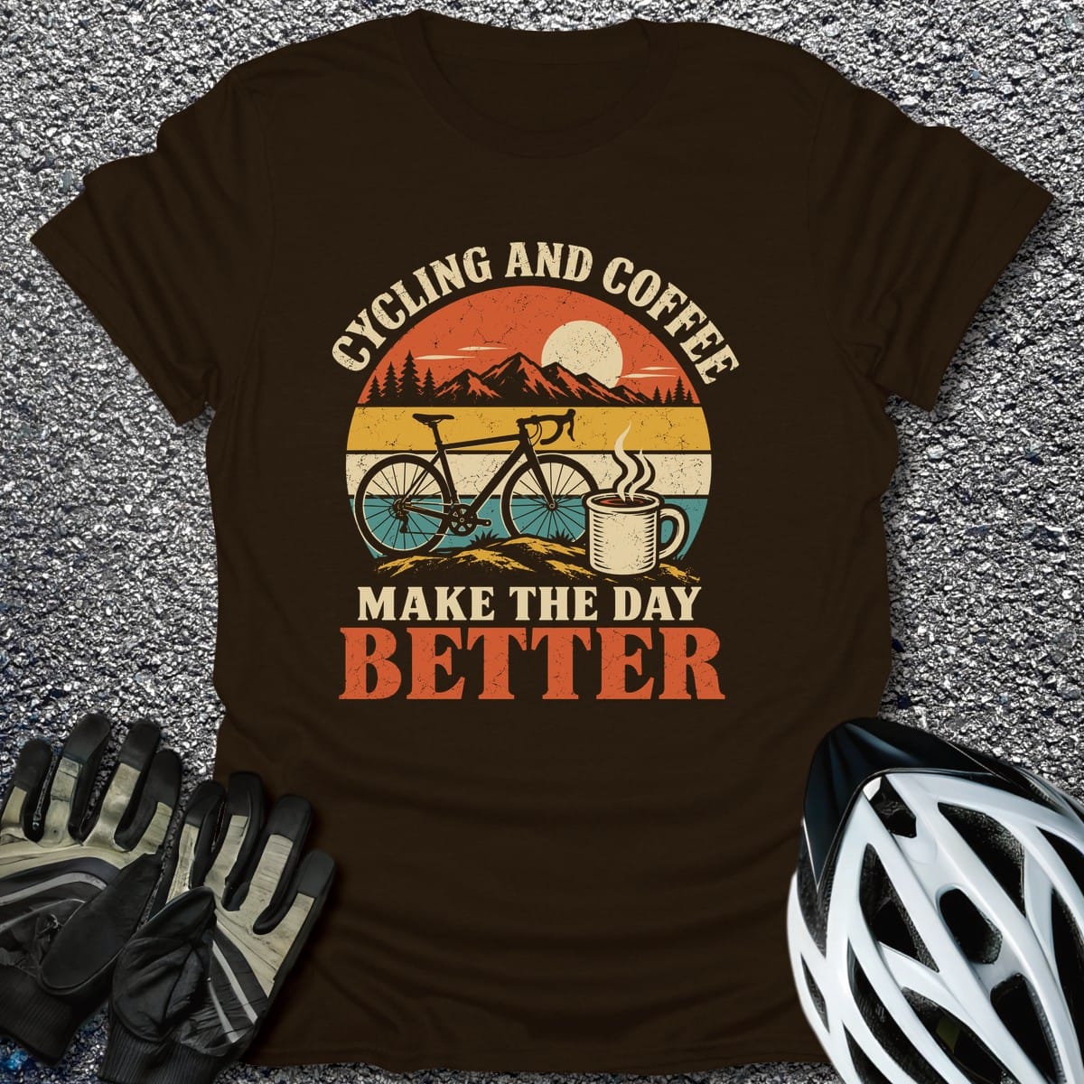 Pedal And Brew T-Shirt in Dark Chocolate / S from CycleTees