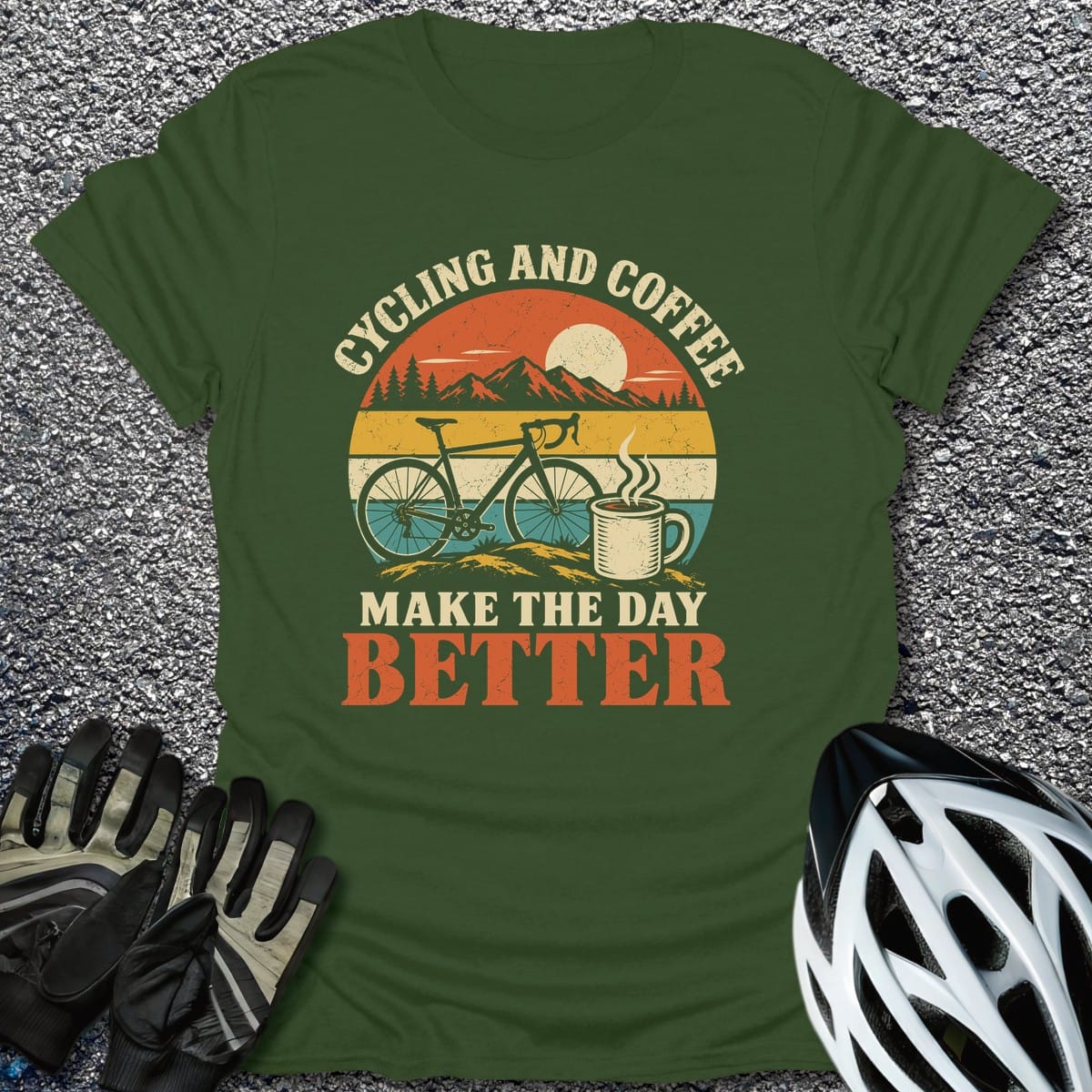 Pedal And Brew T-Shirt in Military Green / S from CycleTees