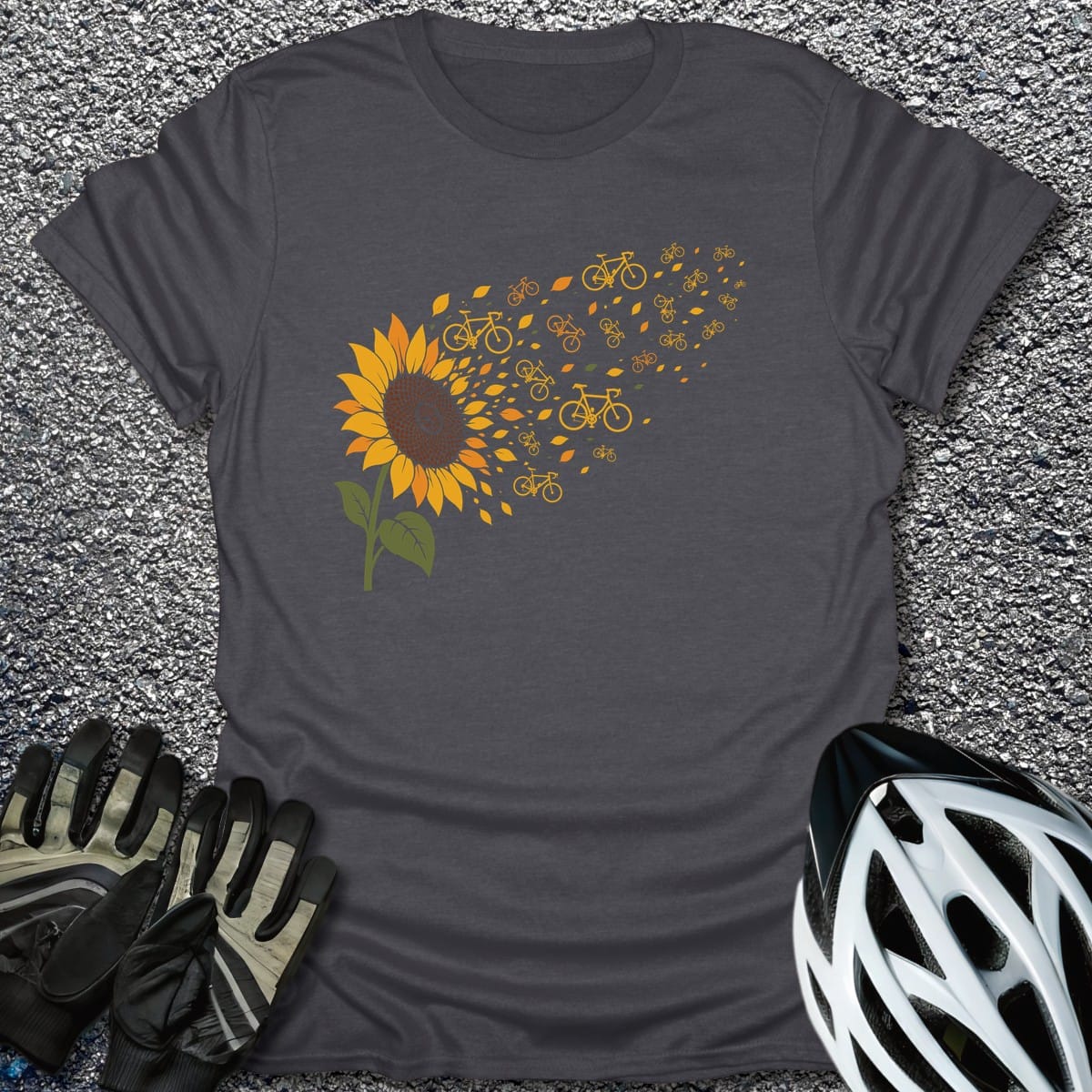 Pedal Bloom T-Shirt in Dark Heather / S from CycleTees