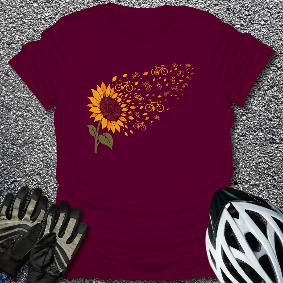 Pedal Bloom T-Shirt in Maroon / S from CycleTees