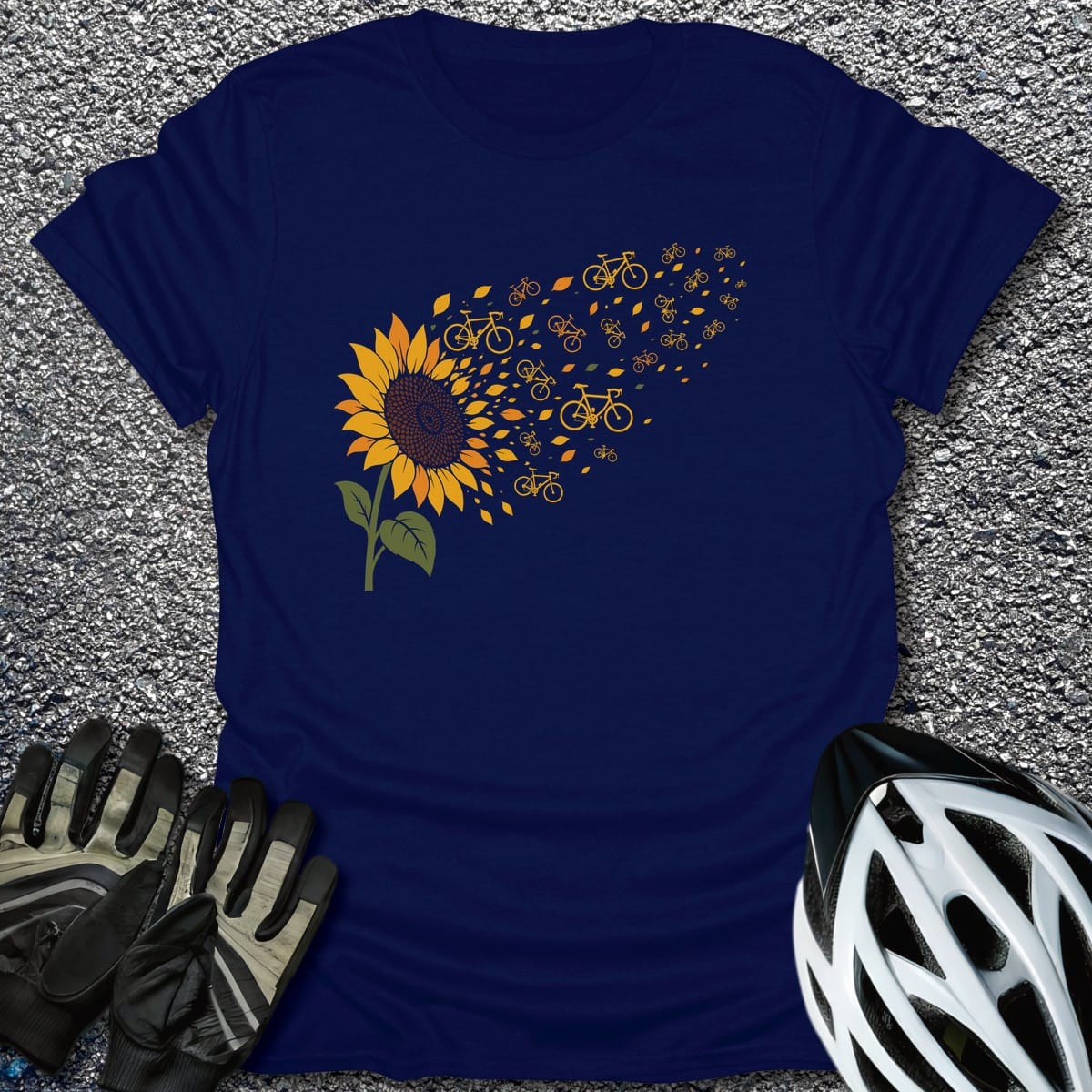 Pedal Bloom T-Shirt in Navy / S from CycleTees