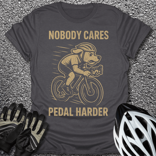 Pedal Harder T-Shirt in Dark Heather / S from CycleTees