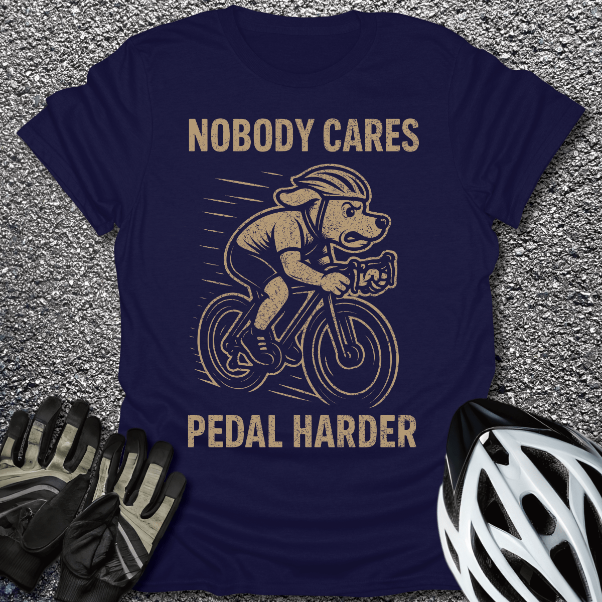 Pedal Harder T-Shirt in Navy / S from CycleTees