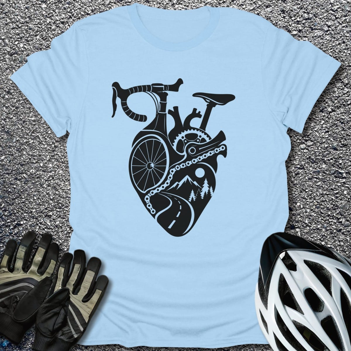 Pedal Heart T-Shirt in Light Blue / S from CycleTees