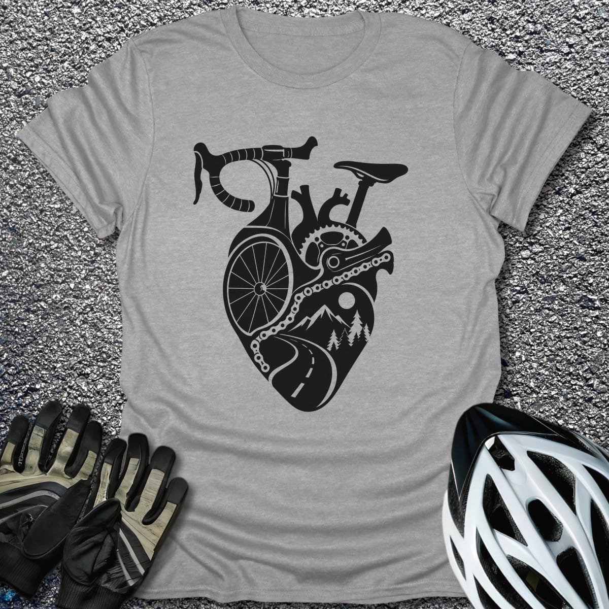 Pedal Heart T-Shirt in Sport Grey / S from CycleTees