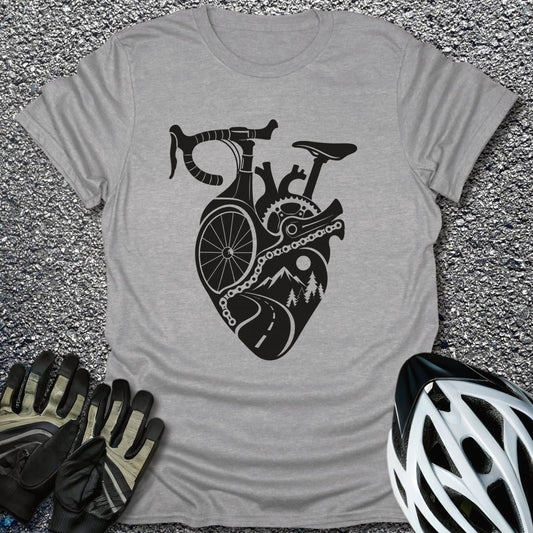 Pedal Heart T-Shirt in Sport Grey / S from CycleTees
