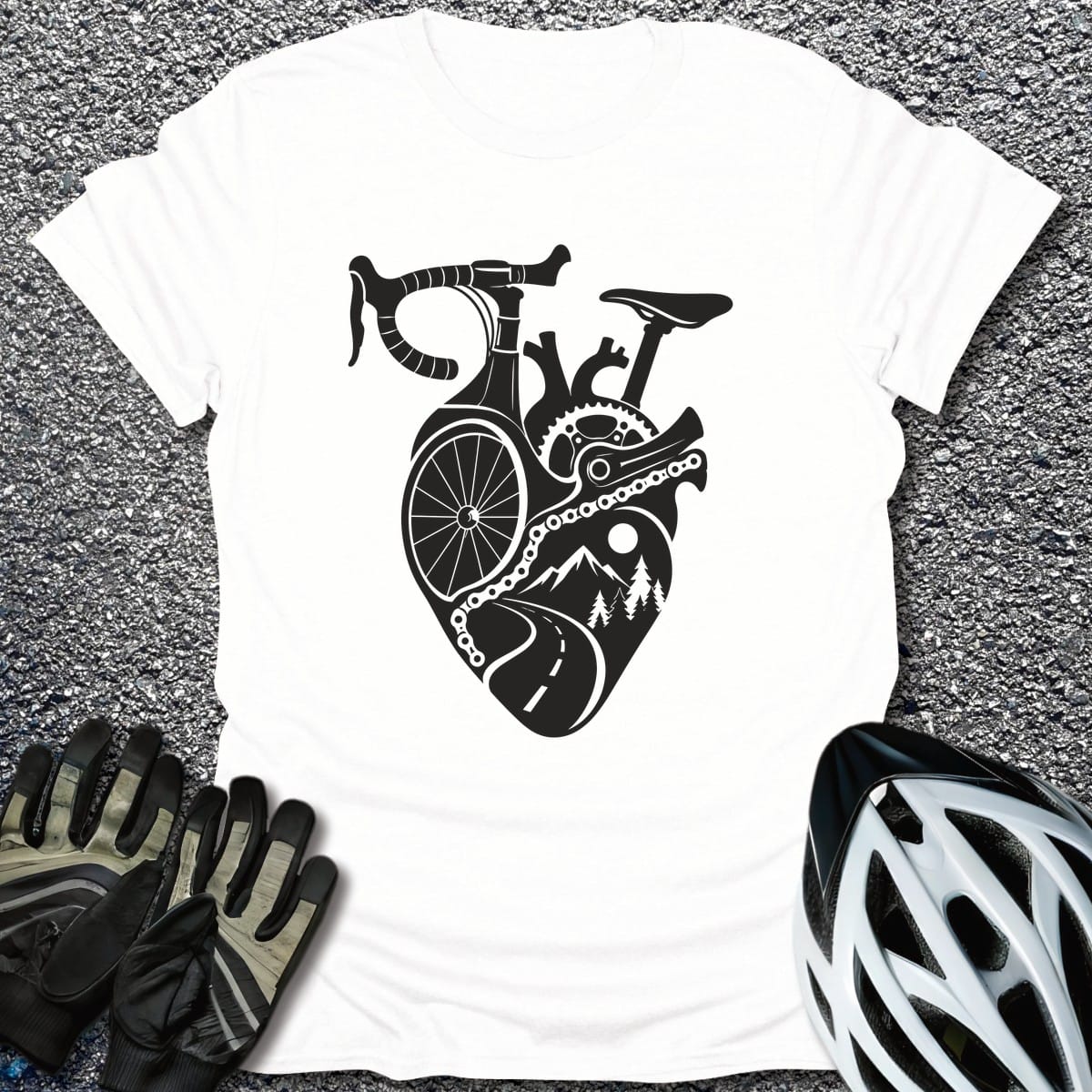Pedal Heart T-Shirt in White / S from CycleTees