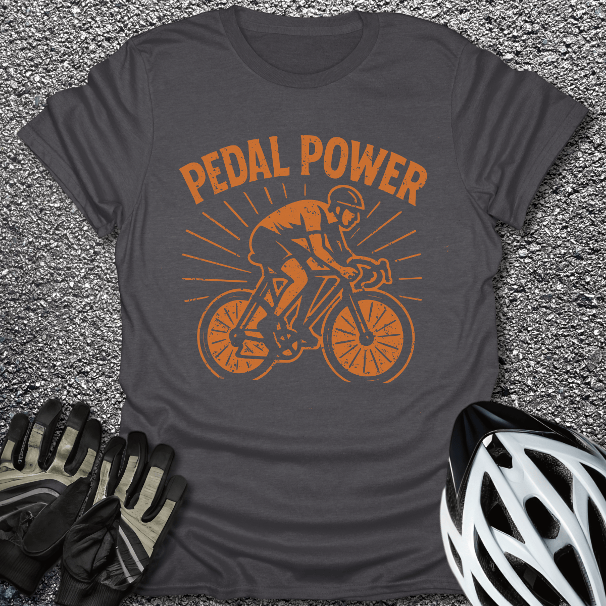 Pedal Power T-Shirt in Dark Heather / S from CycleTees