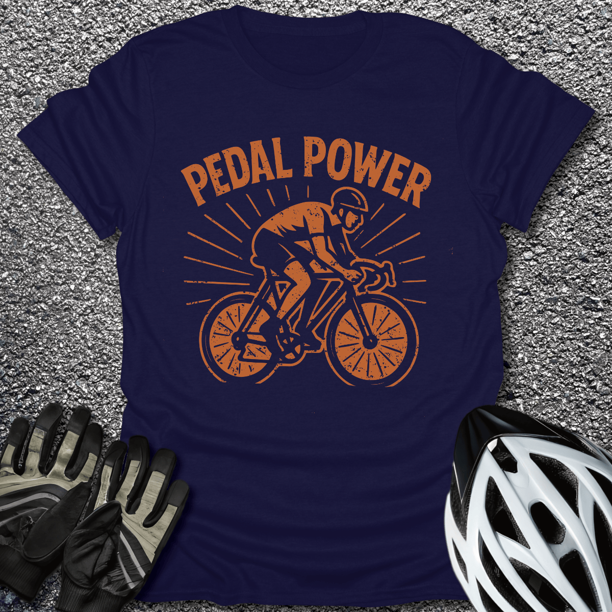 Pedal Power T-Shirt in Navy / S from CycleTees