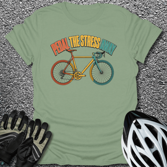 Pedal Stress Away T-Shirt in Sage / S from CycleTees