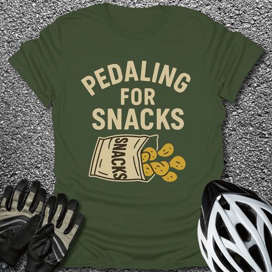 Pedaling for Snacks T-Shirt in Military Green / S from CycleTees