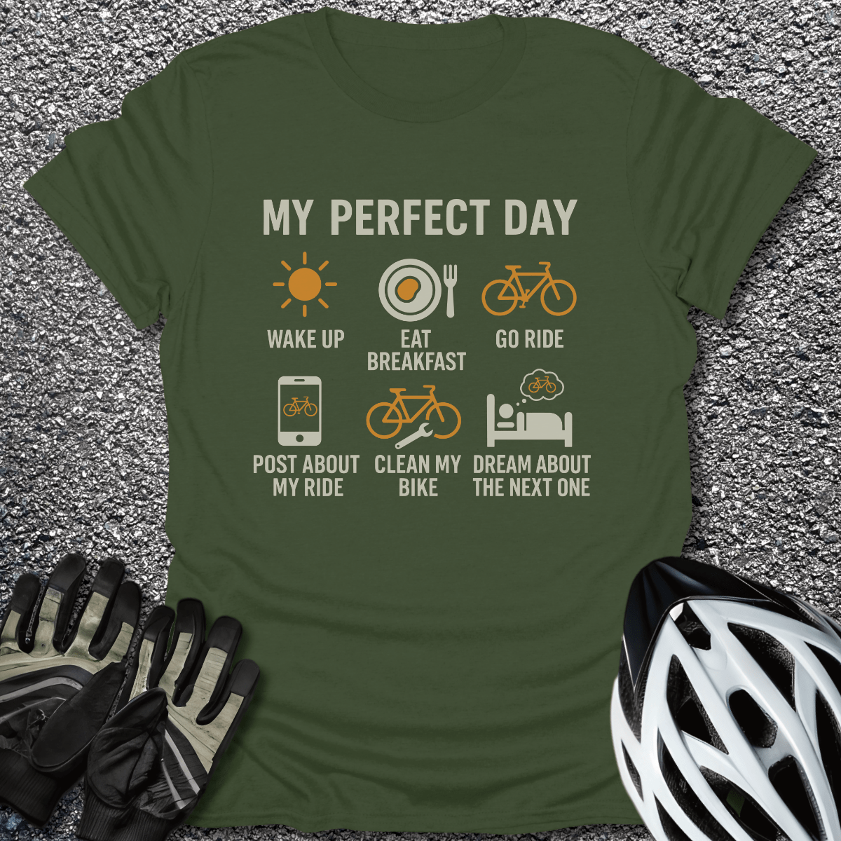 Perfect Day T-Shirt in Military Green / S from CycleTees