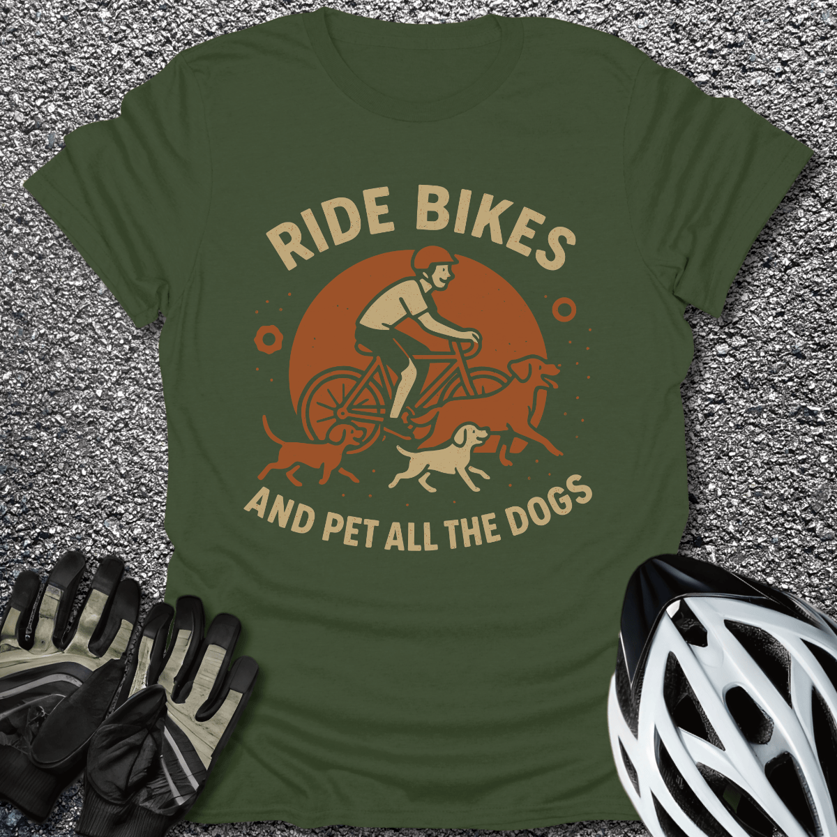 Pet all the Dogs T-Shirt in Military Green / S from CycleTees