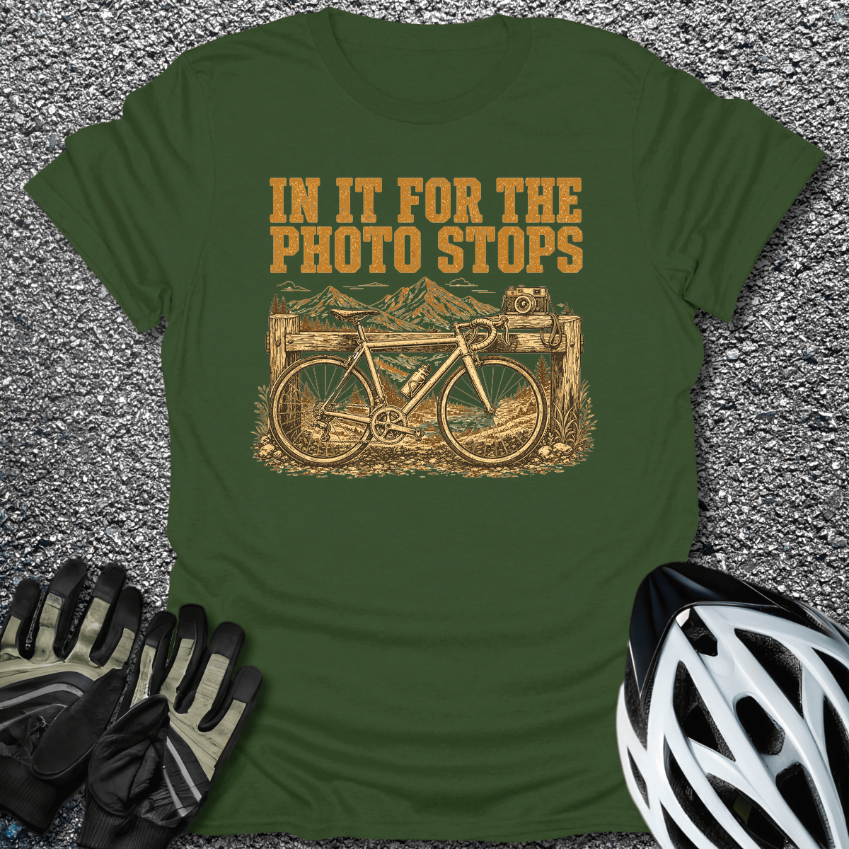 Photo Stops T-Shirt in Military Green / S from CycleTees