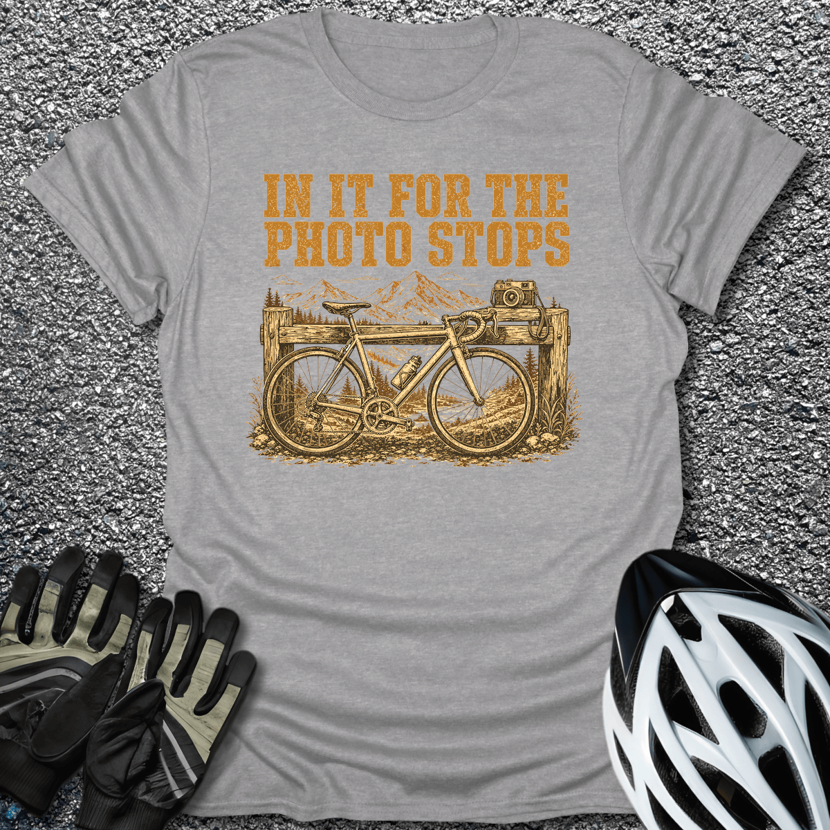 Photo Stops T-Shirt in Sport Grey / S from CycleTees