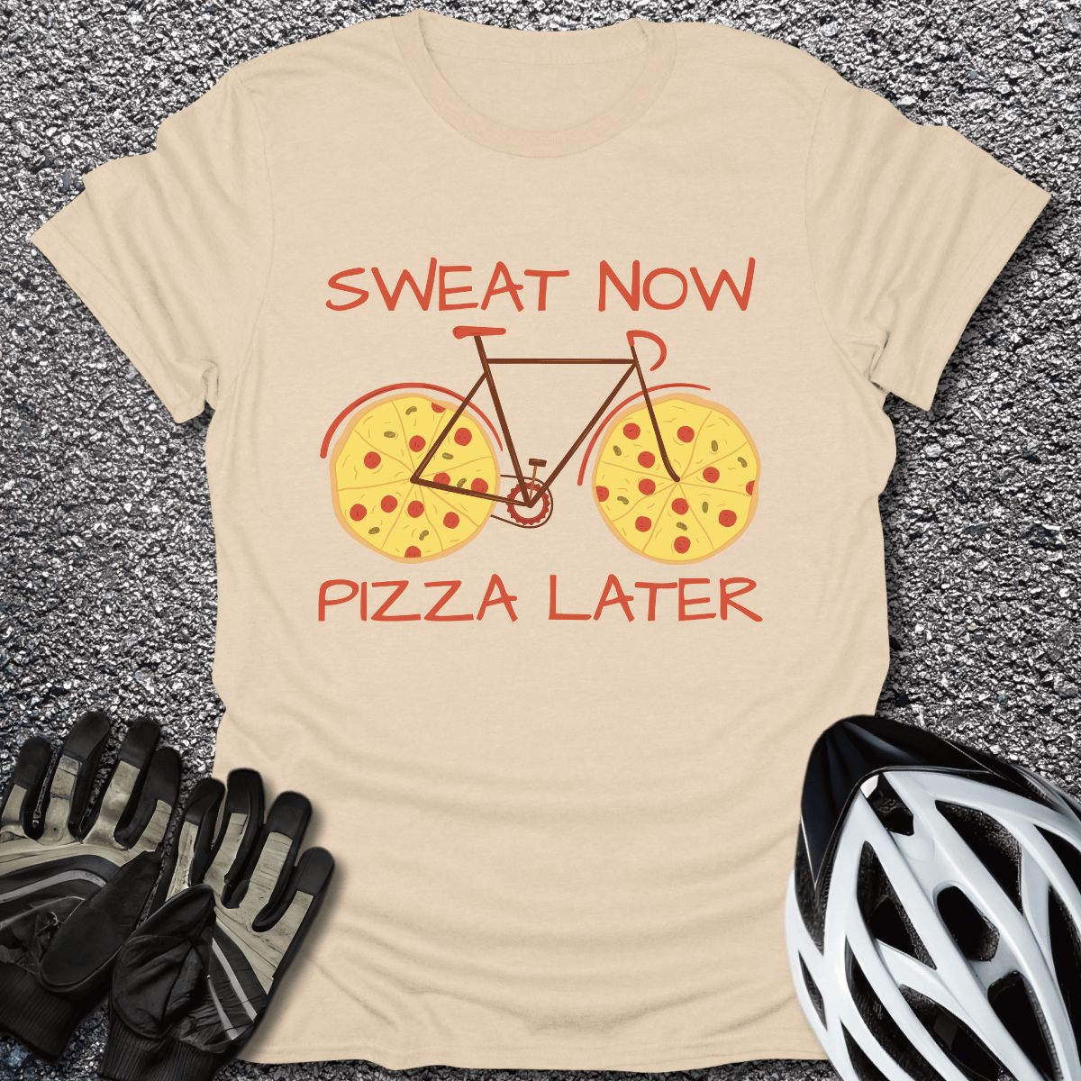 Pizza Later T-Shirt in Sand / S from CycleTees
