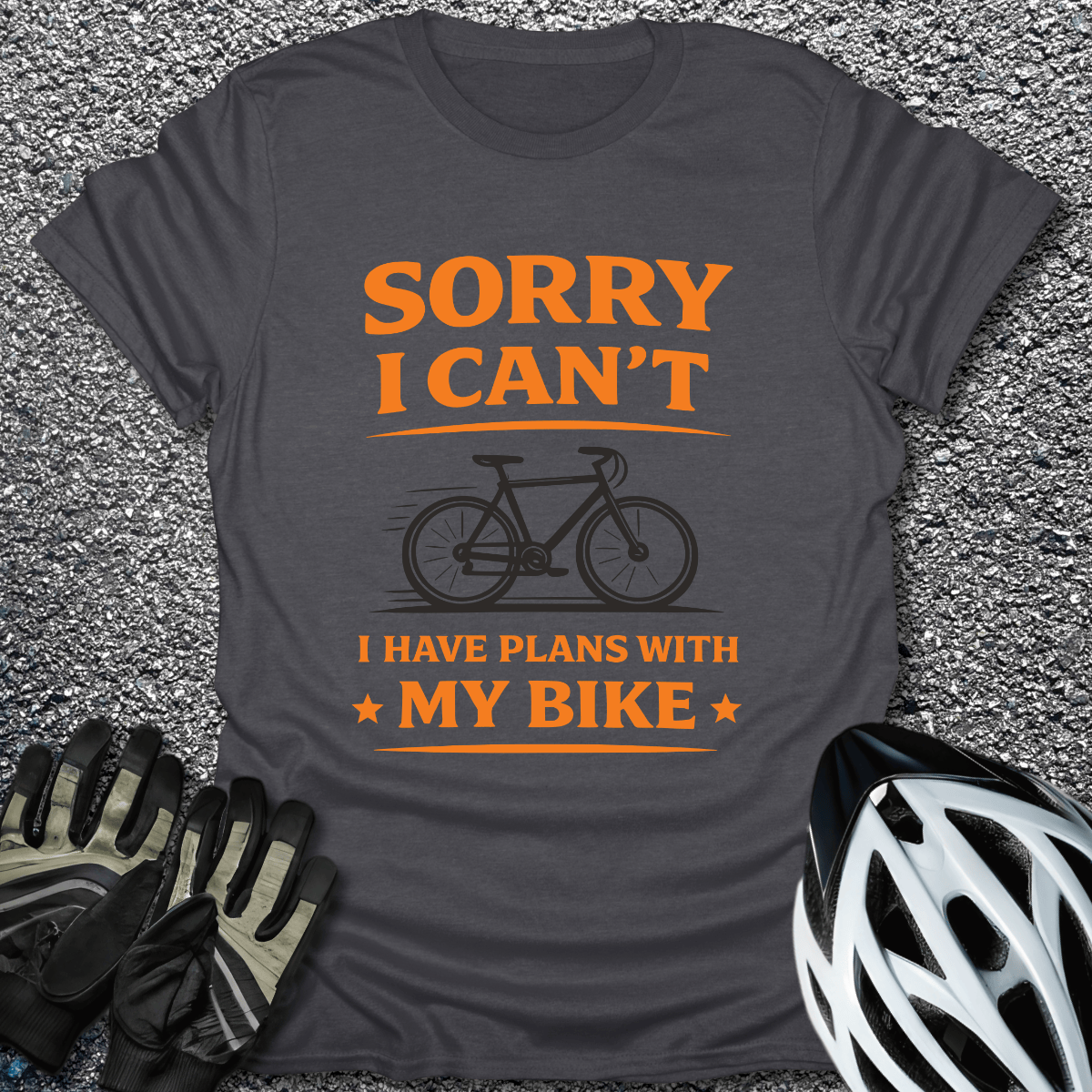 Plans With My Bike T-Shirt in Dark Heather / S from CycleTees