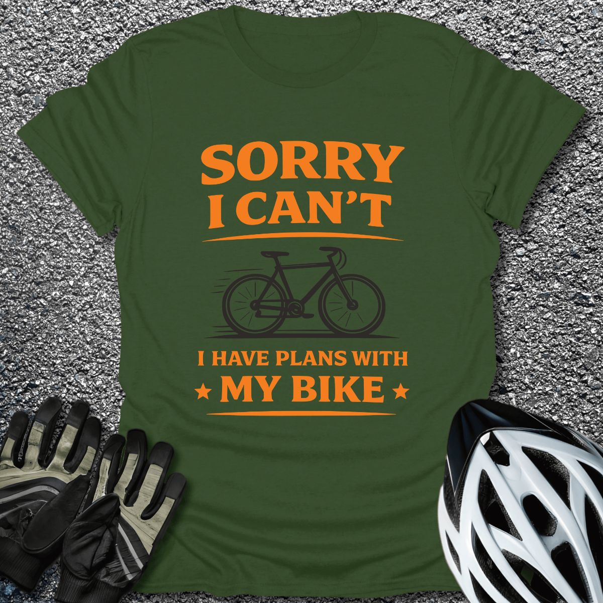 Plans With My Bike T-Shirt in Military Green / S from CycleTees