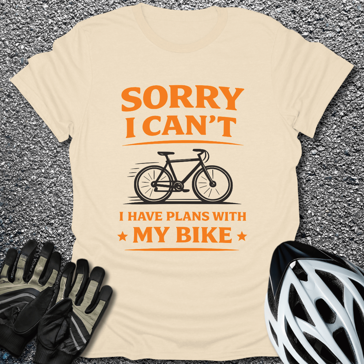 Plans With My Bike T-Shirt in Natural / S from CycleTees