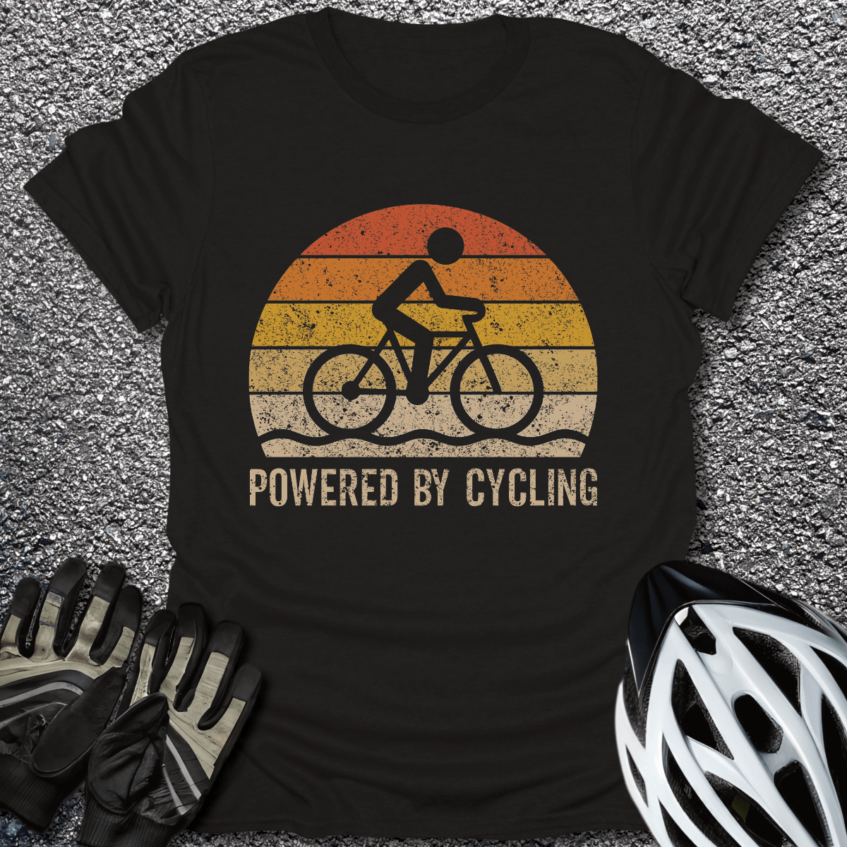 Powered by Cycling T-Shirt in Black / S from CycleTees