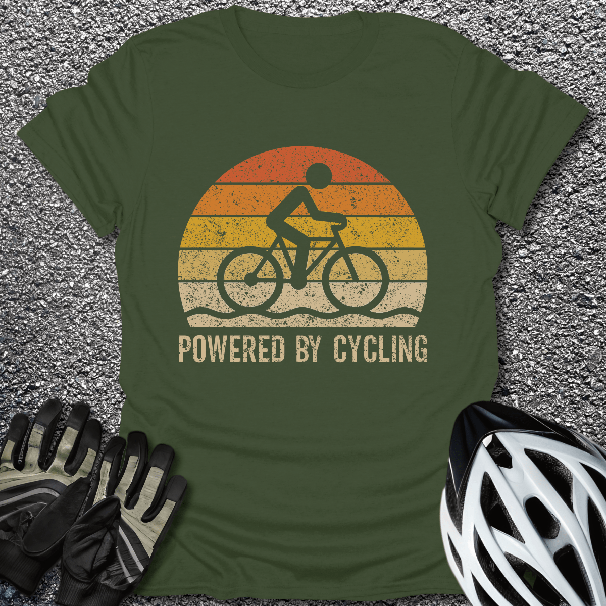 Powered by Cycling T-Shirt in Military Green / S from CycleTees