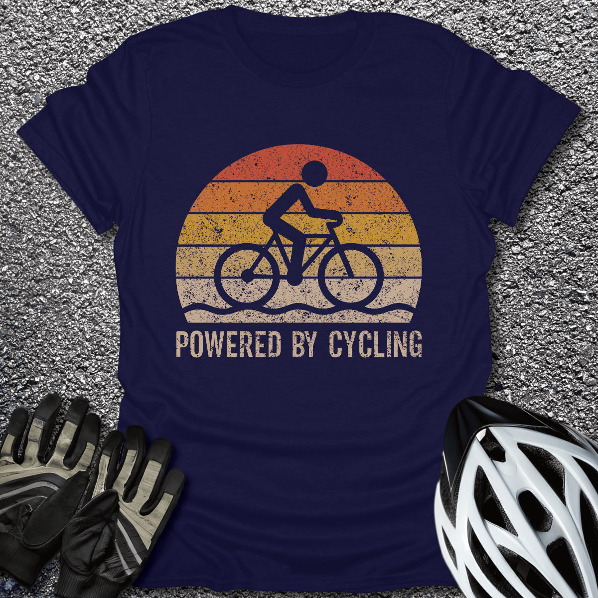 Powered by Cycling T-Shirt in Navy / S from CycleTees
