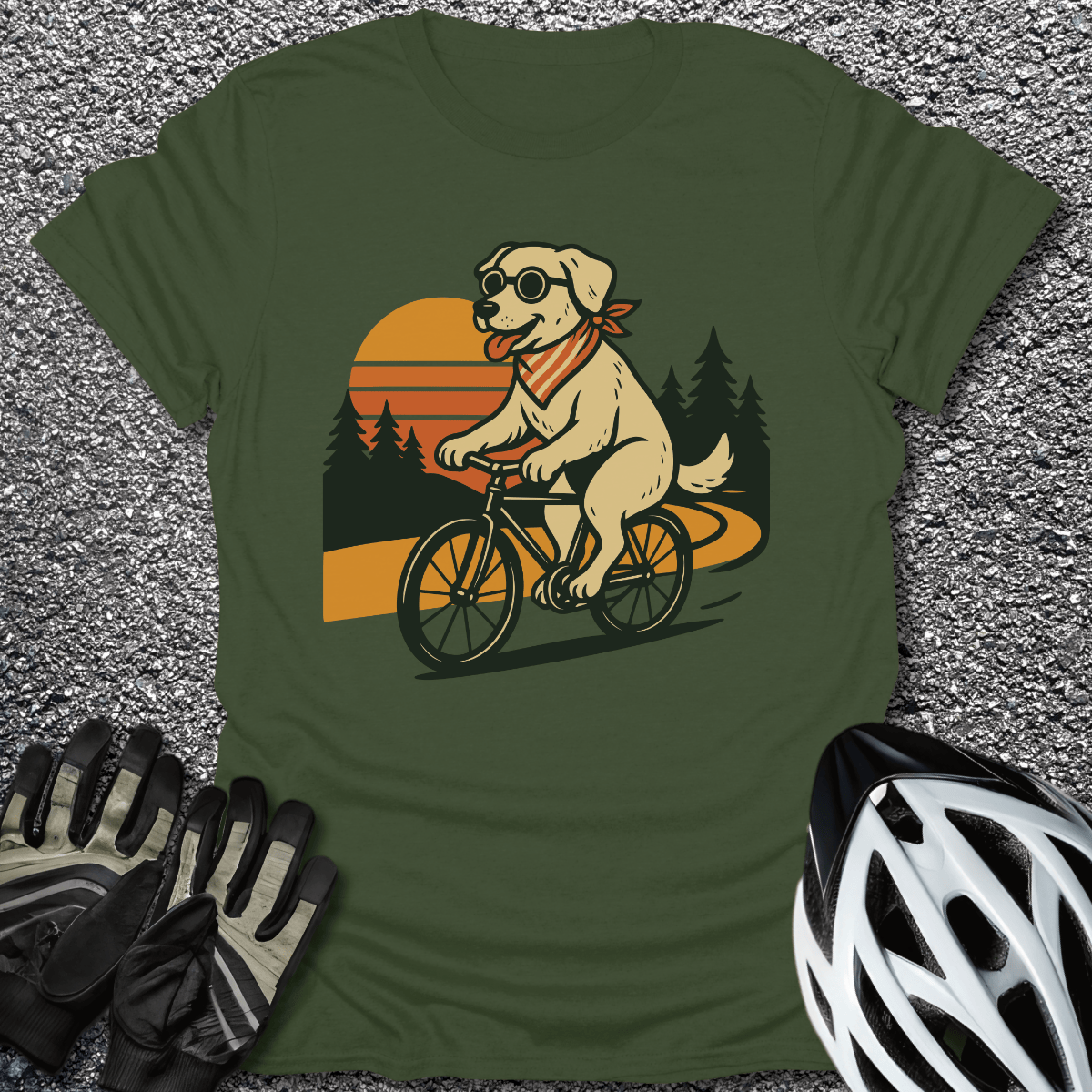 Pup on Wheels T-Shirt in Military Green / S from CycleTees