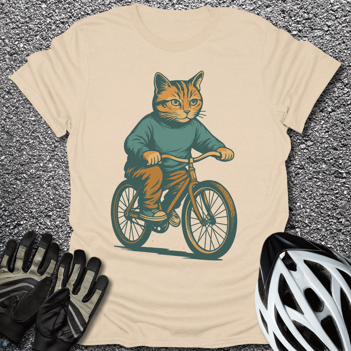 Purrfect Ride T-Shirt in Sand / S from CycleTees
