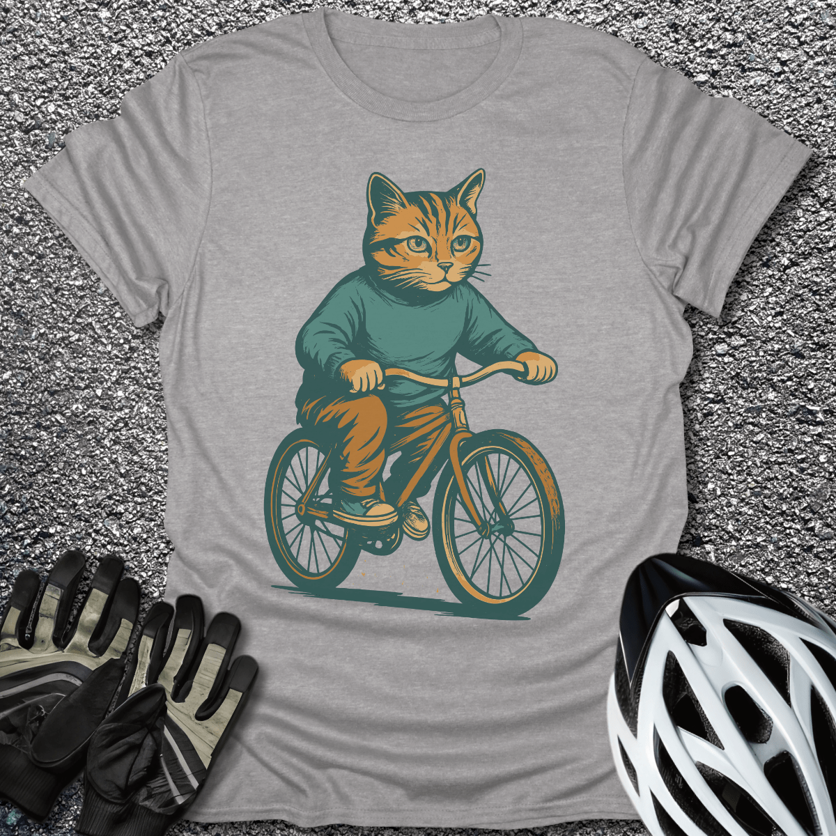 Purrfect Ride T-Shirt in Sport Grey / S from CycleTees