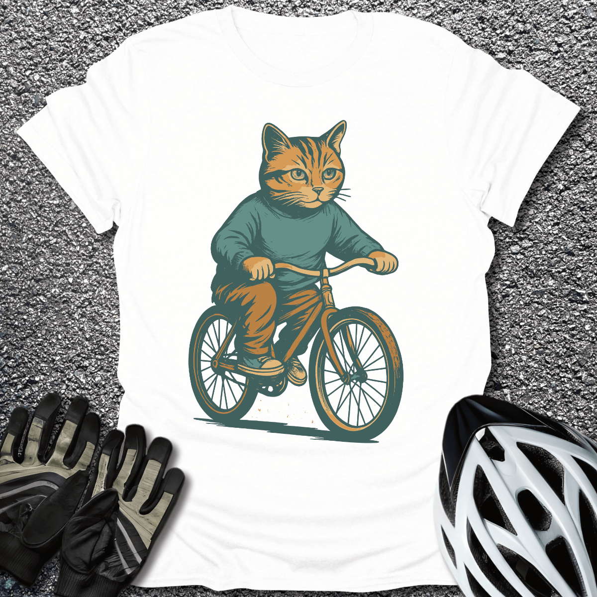 Purrfect Ride T-Shirt in White / S from CycleTees