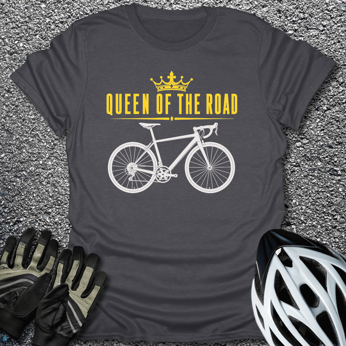 Queen Of Road T-Shirt in Dark Heather / S from CycleTees