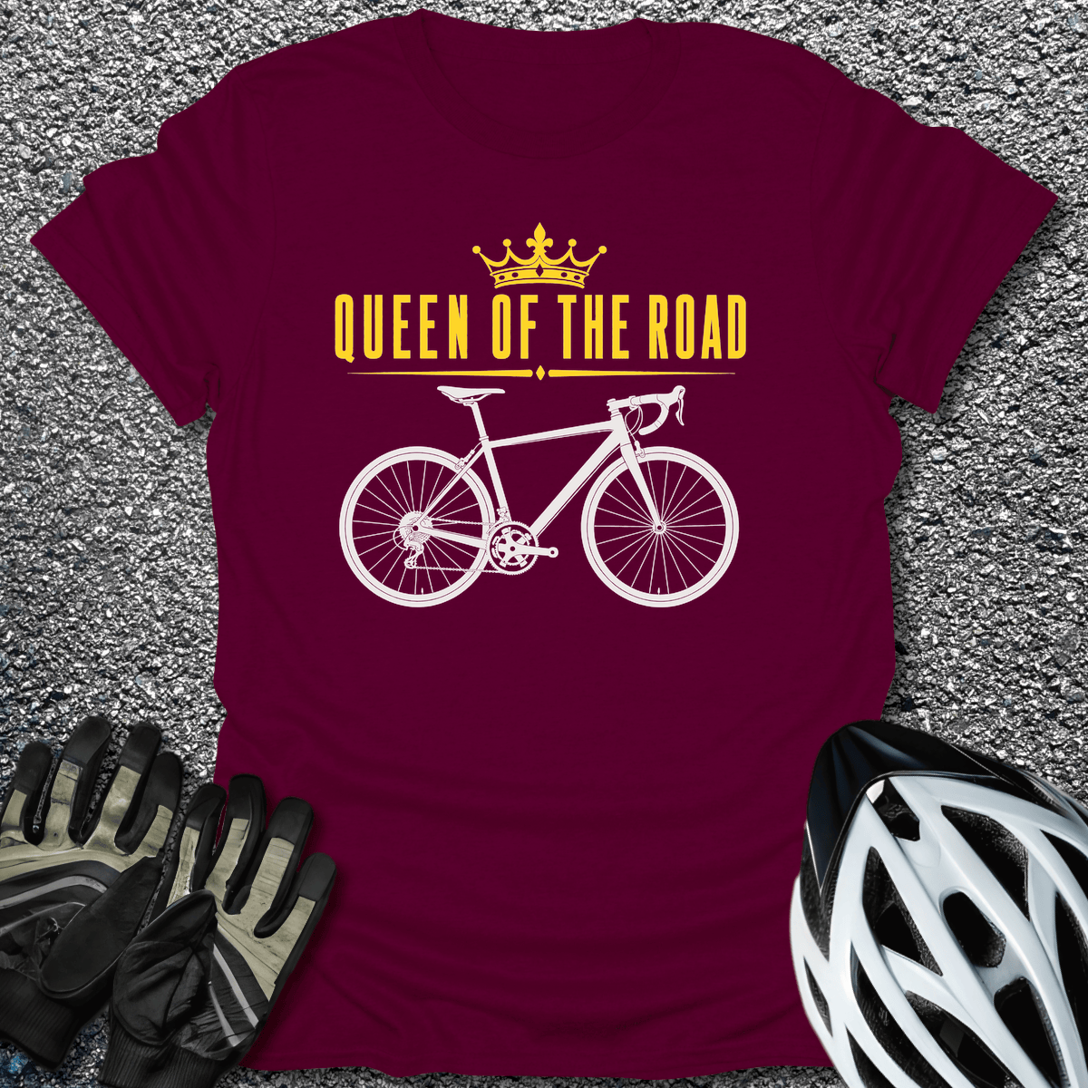 Queen Of Road T-Shirt in Maroon / S from CycleTees