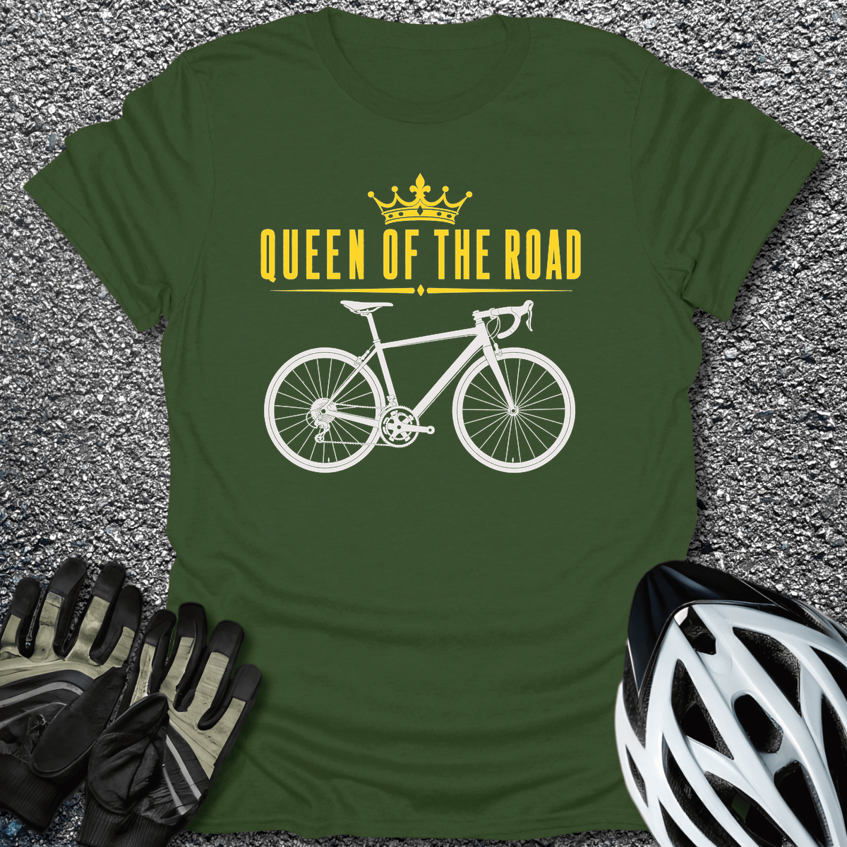 Queen Of Road T-Shirt in Military Green / S from CycleTees
