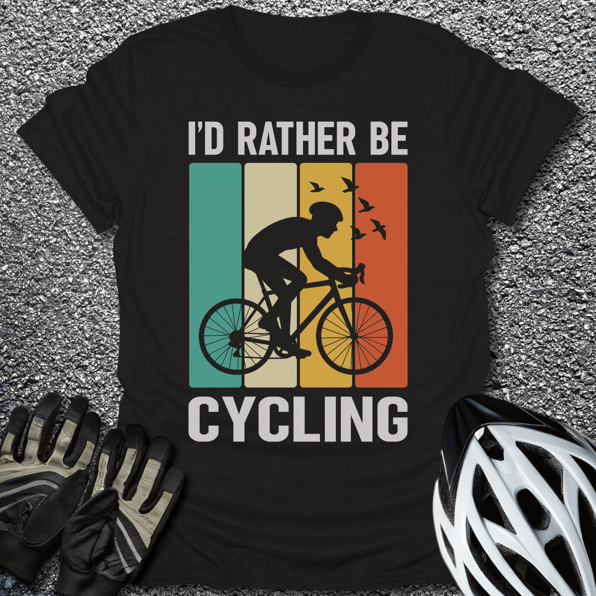 Rather Be Cycling T-Shirt in Black / S from CycleTees