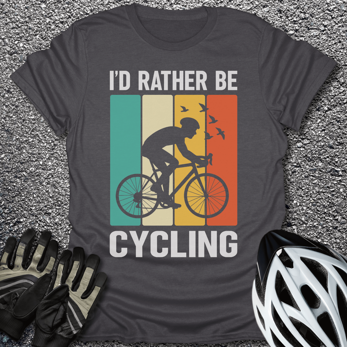 Rather Be Cycling T-Shirt in Dark Heather / S from CycleTees