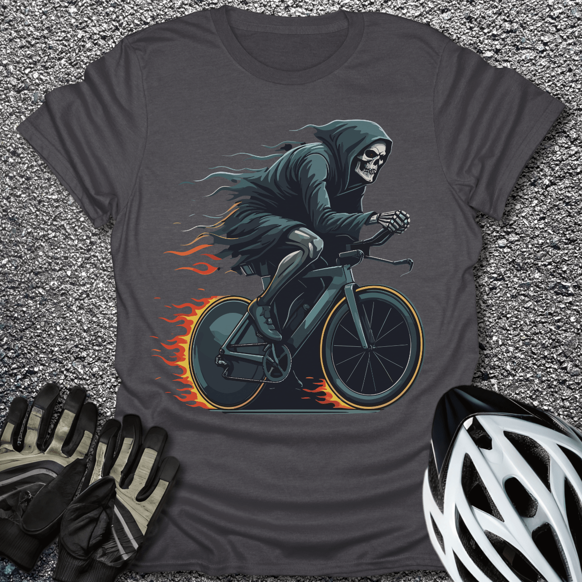 Reaper Ride T-Shirt in Dark Heather / S from CycleTees