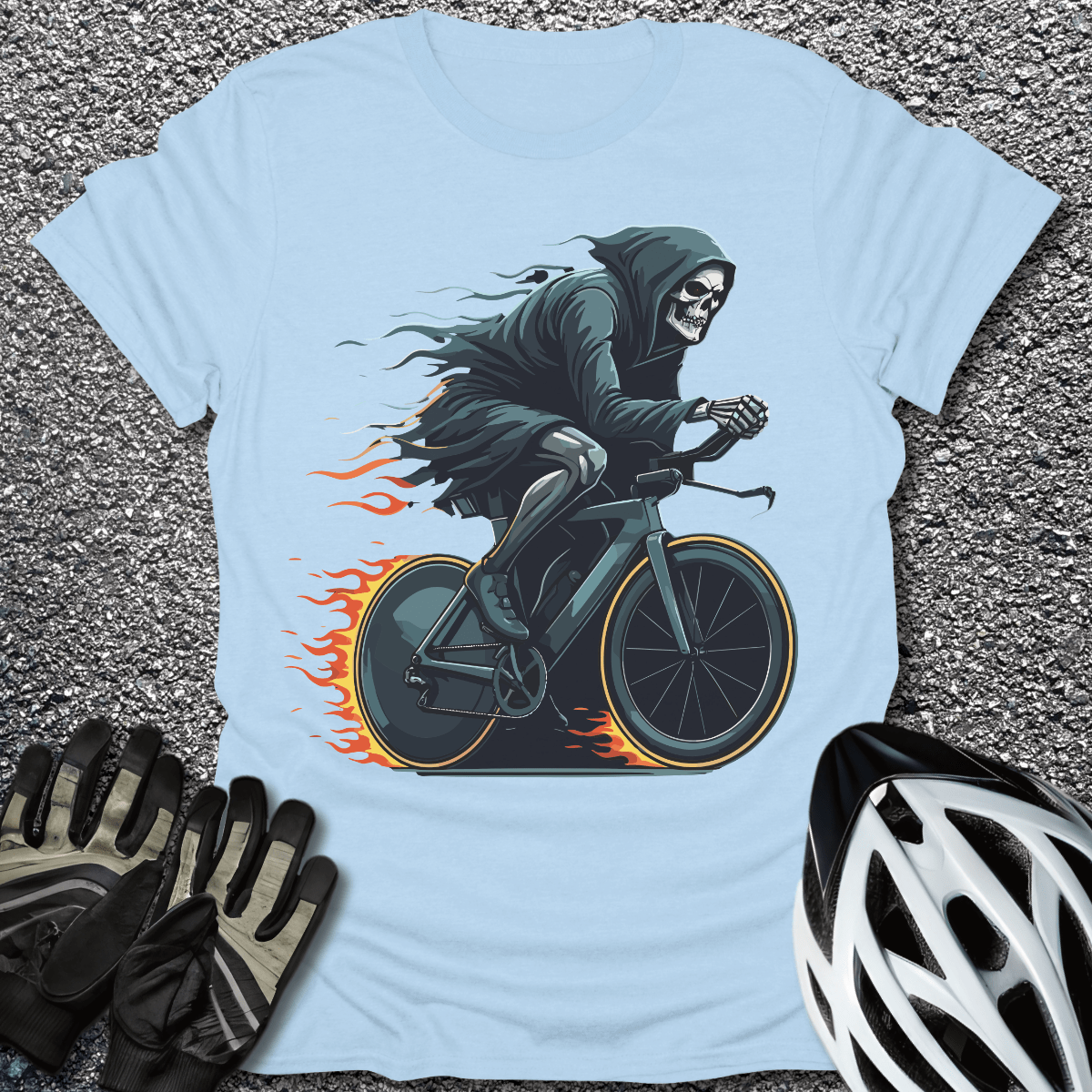 Reaper Ride T-Shirt in Light Blue / S from CycleTees