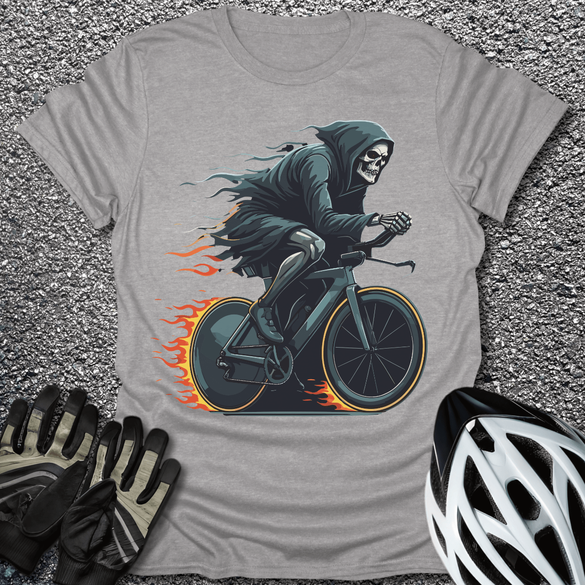 Reaper Ride T-Shirt in Sport Grey / S from CycleTees