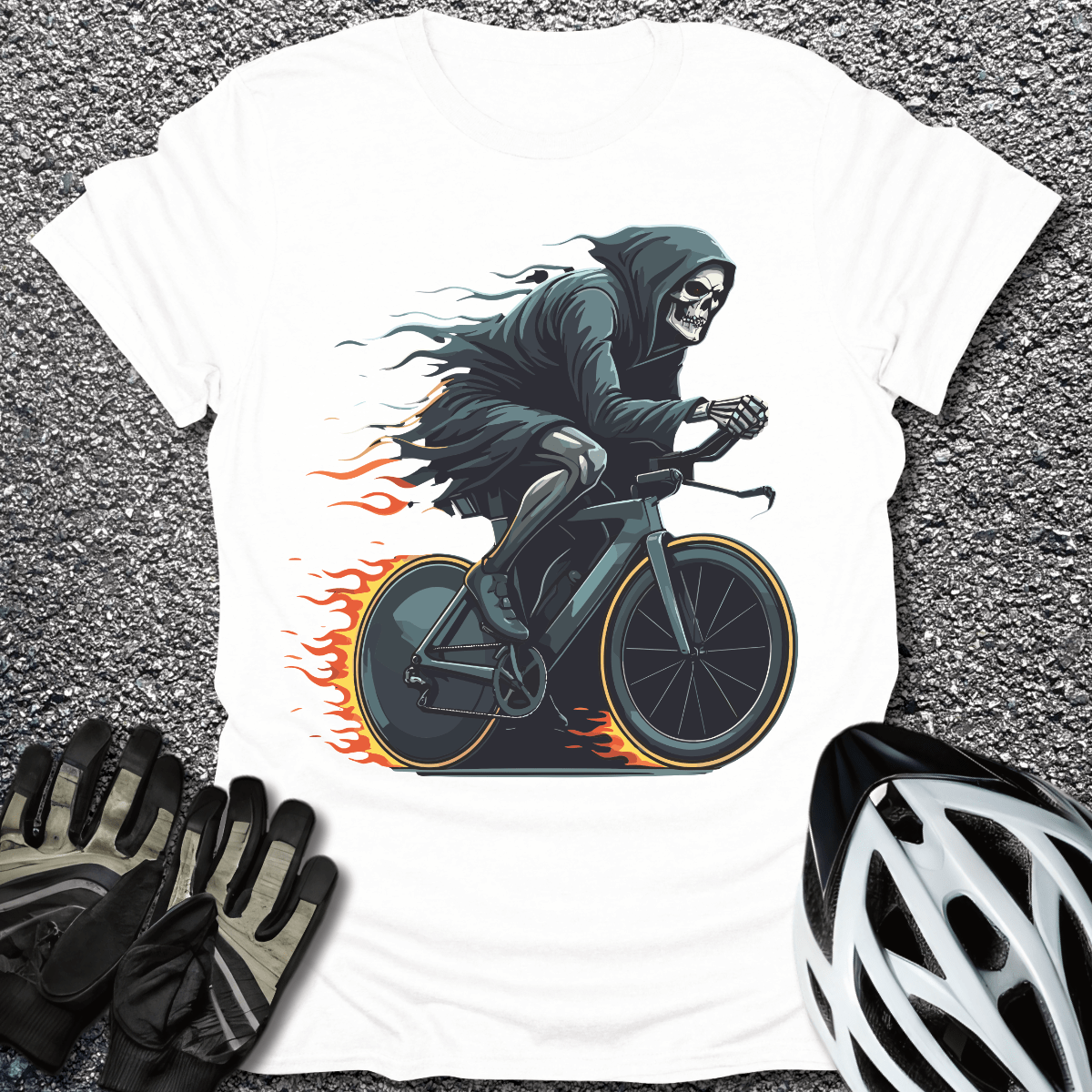 Reaper Ride T-Shirt in White / S from CycleTees