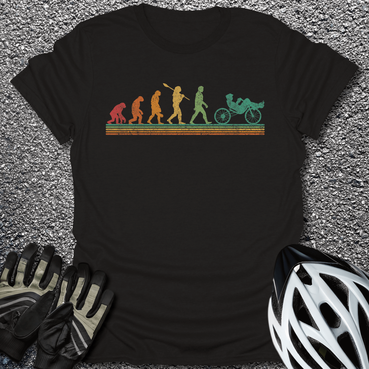 Recumbent Evolution T-Shirt in Black / S from CycleTees