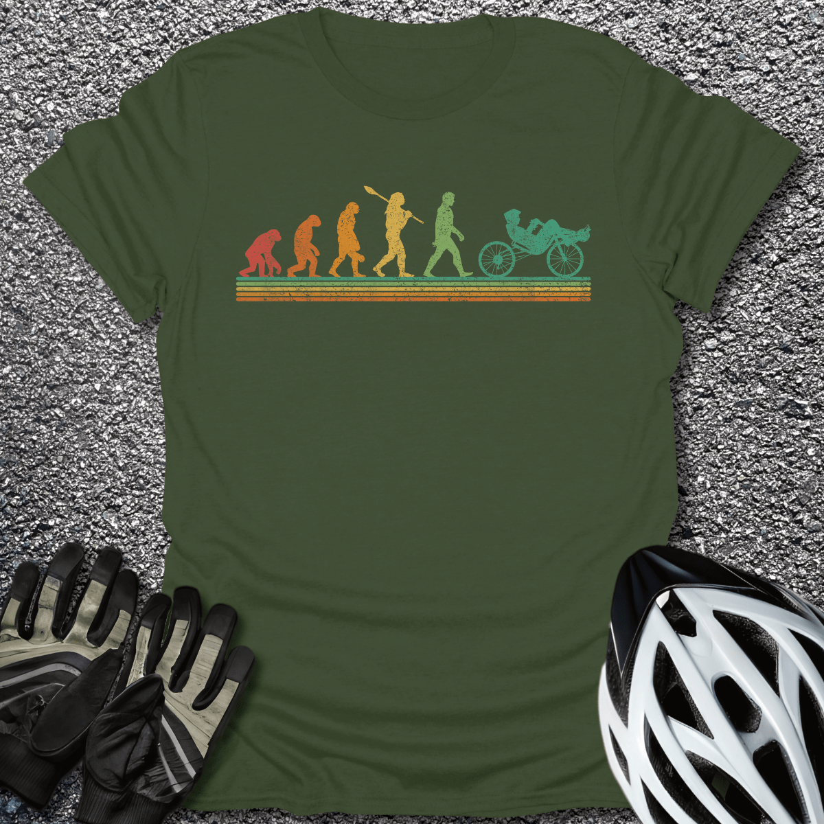 Recumbent Evolution T-Shirt in Military Green / S from CycleTees